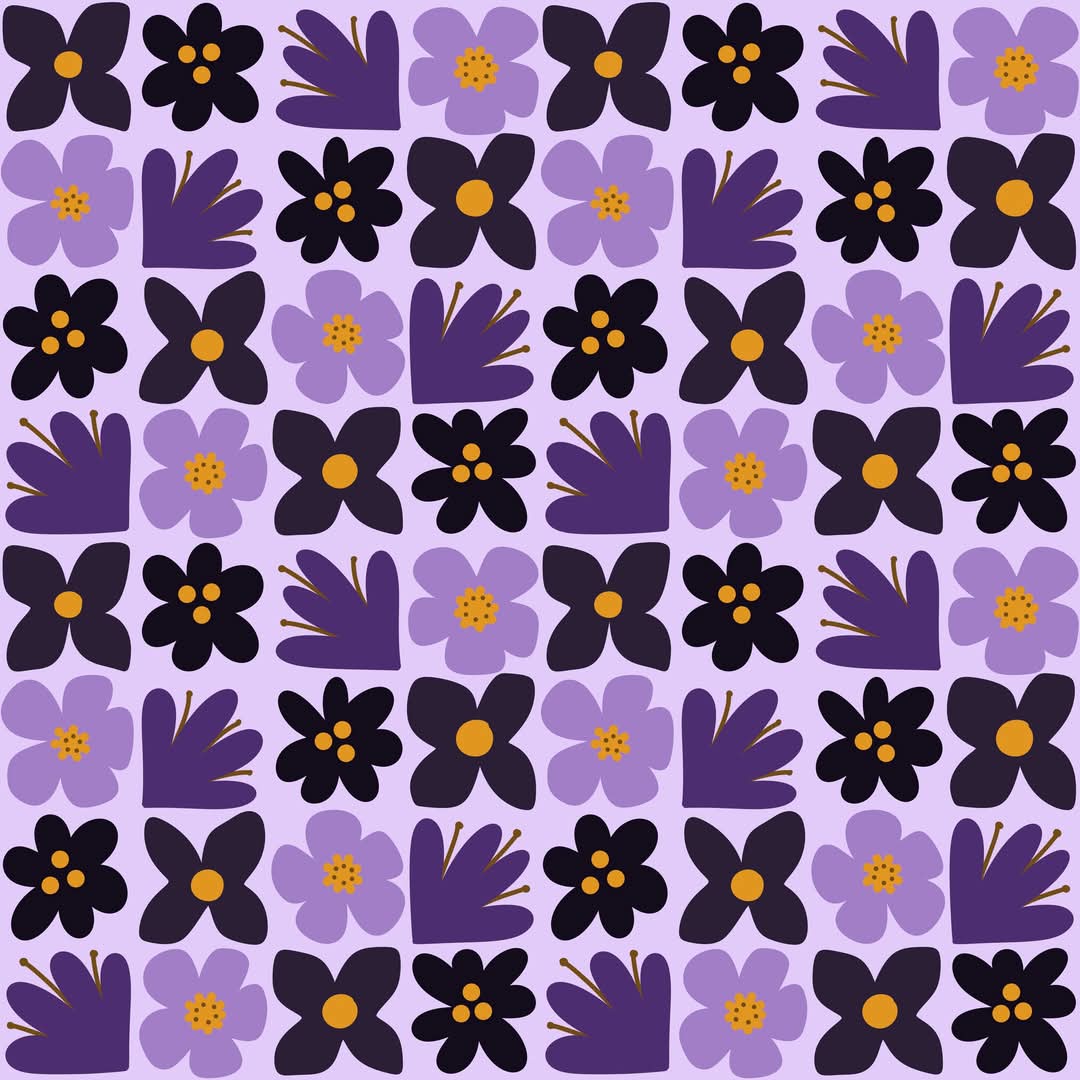 EP Retro Blumen lila, 3 Designs