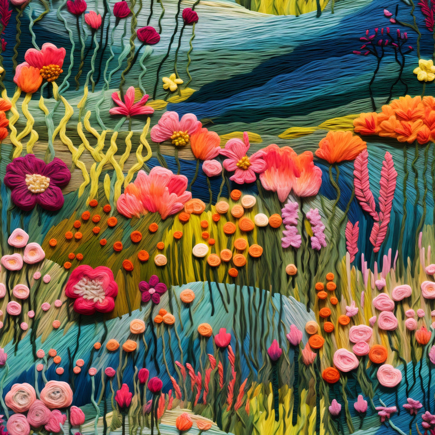 Embroidered flower meadow