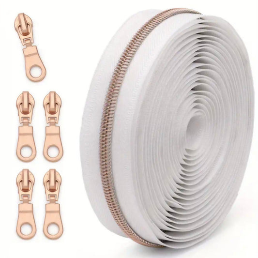 Endlos-Reißverschluss 4.5m, 5mm rosé weiss