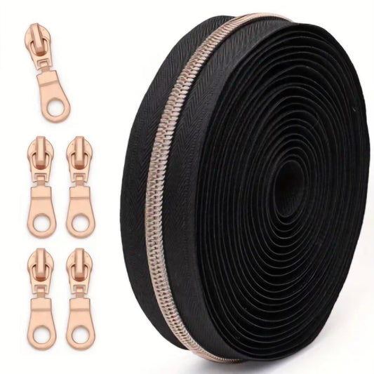 Endlos-Reißverschluss 4.5m, 5mm rosé schwarz