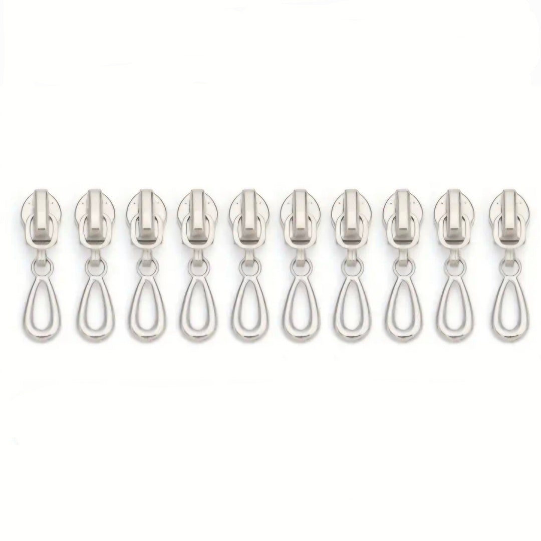 Schieber Reißverschluss Tropfen, 5mm silber